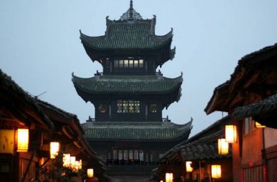 A scenic view of Nanchong Nanbu Yonganmiao Dadian
