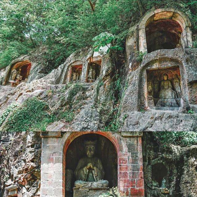 A scenic view of Nanjing Qianfoya Shiku Ji Mingzhengjun Bei