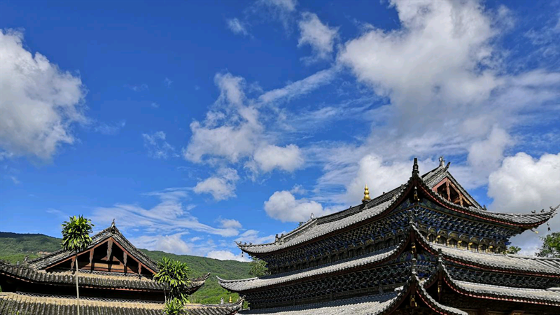 A scenic view of Puer Jinggu Daizu Fosi Jianzhuqun