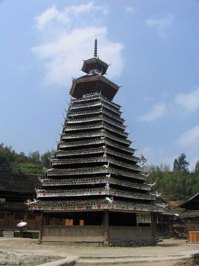 A scenic view of Qiandongnan Gaoqian Gulou