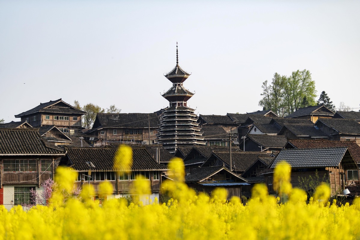 A scenic view of Qiandongnan Gaoqian Gulou