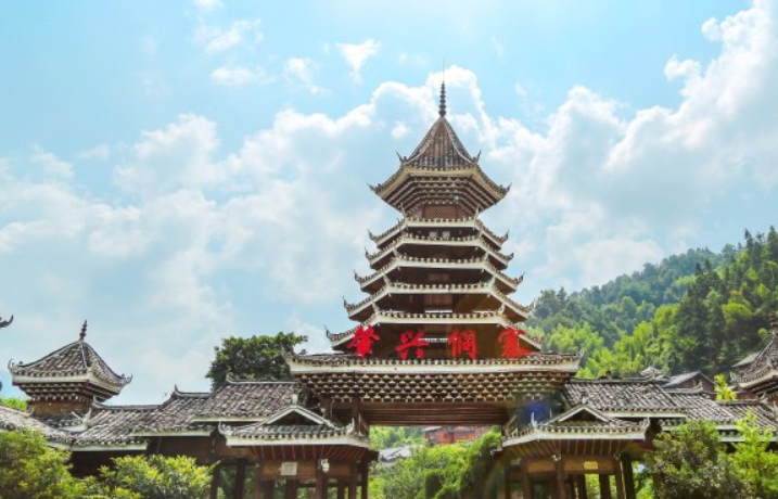 A scenic view of Qiandongnan Gaoqian Gulou