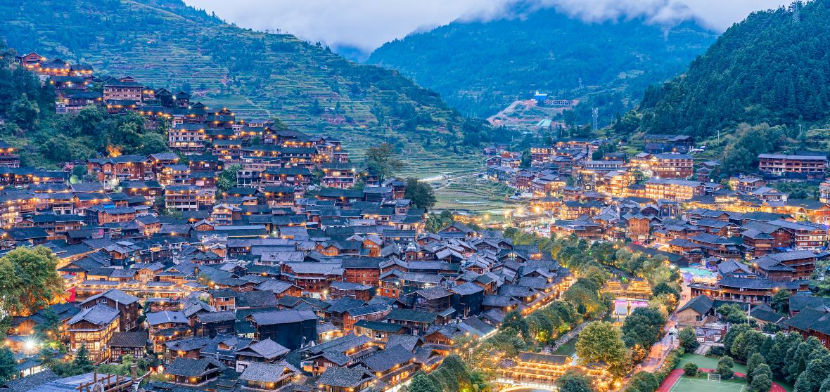 A scenic view of Qiandongnan Hepingcun Jiuzhi