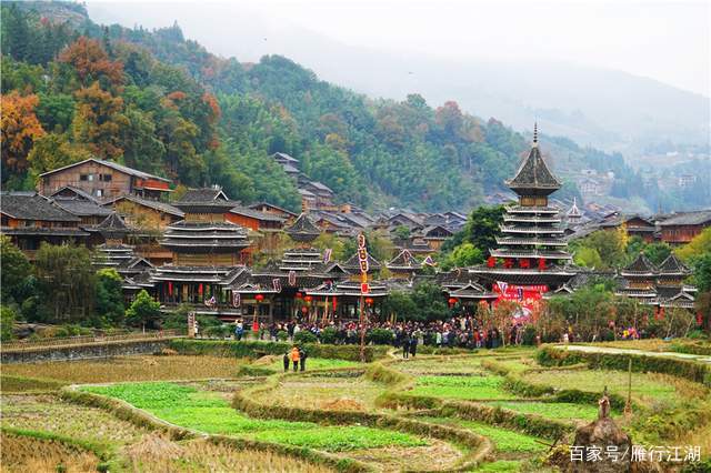 A scenic view of Qiandongnan Hepingcun Jiuzhi