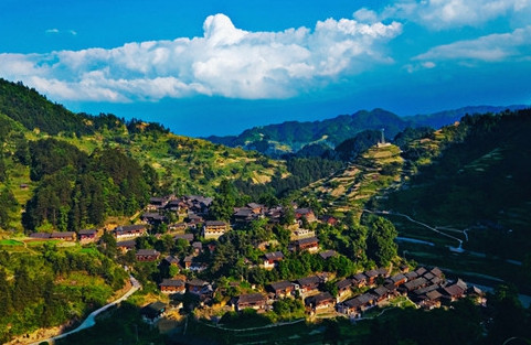 A scenic view of Qiandongnan Hepingcun Jiuzhi