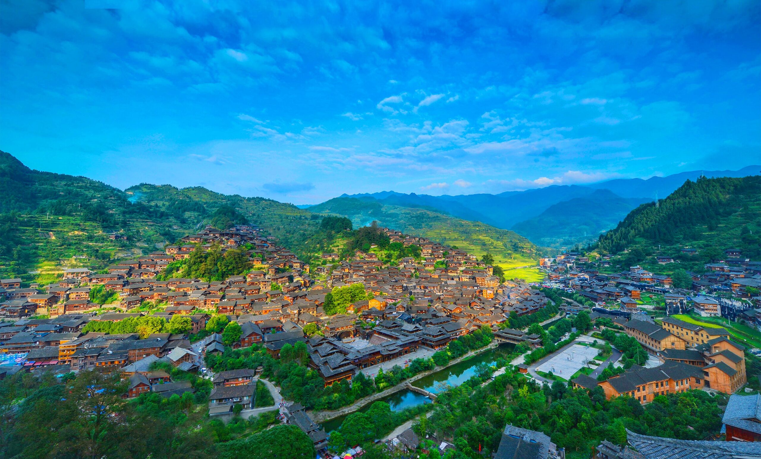 A scenic view of Qiandongnan Hepingcun Jiuzhi