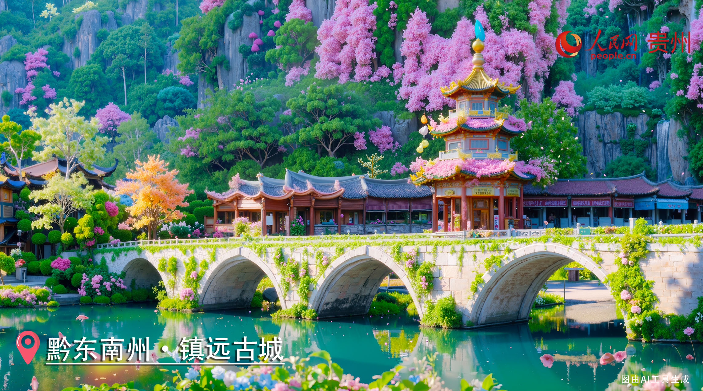 A scenic view of Qiandongnan Jinping Feishanmiao
