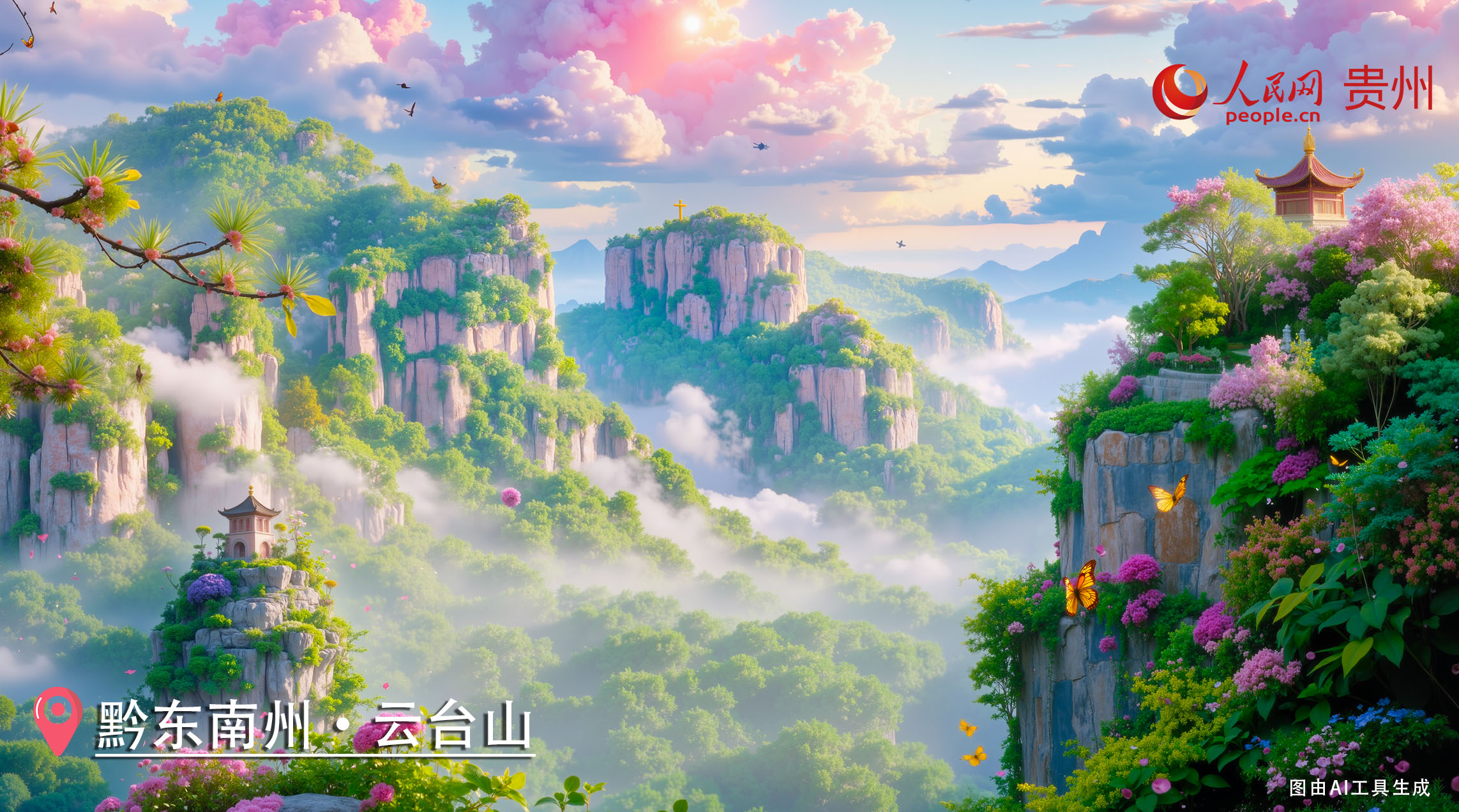 A scenic view of Qiandongnan Jinping Feishanmiao