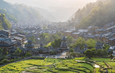 A scenic view of Qiandongnan Zaie Gulou