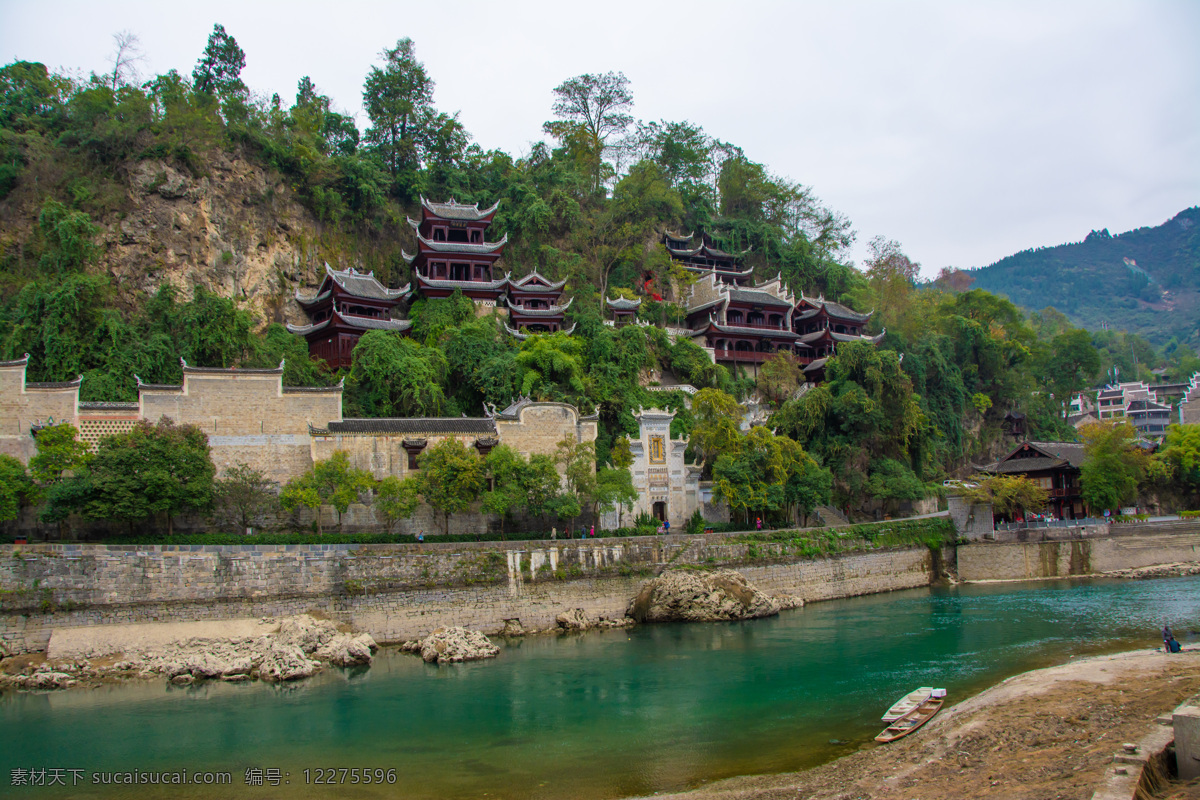 A scenic view of Qiandongnan Zhenyuan Tianhougong