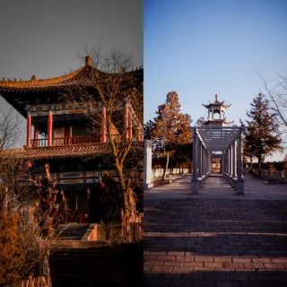 A scenic view of Qingyang Shuangtasi Zaoxiangta