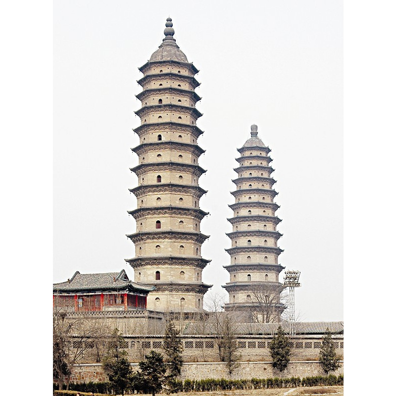 A scenic view of Qingyang Shuangtasi Zaoxiangta