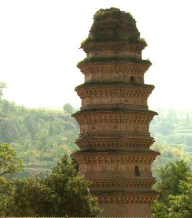 A scenic view of Qingyang Xiangle Zhuanta