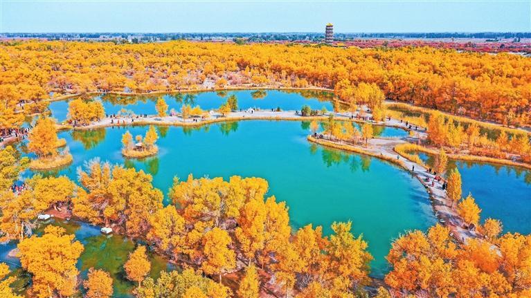 A scenic view of Qingyang Xiaojin Ta