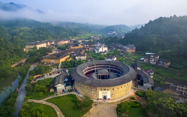 A scenic view of Quanzhou Anxi Tulou