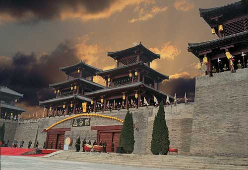 A scenic view of Sanmenxia Lushichengshuangmiao