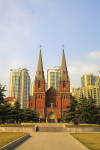 A scenic view of Shanghai Xuhui Xujiahui Tianzhutang