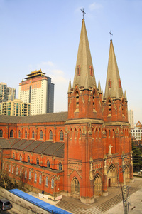 A scenic view of Shanghai Xuhui Xujiahui Tianzhutang