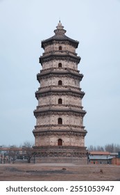 A scenic view of Shijiazhuang Youju Temple Pagoda