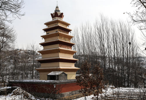 A scenic view of Shijiazhuang Youju Temple Pagoda
