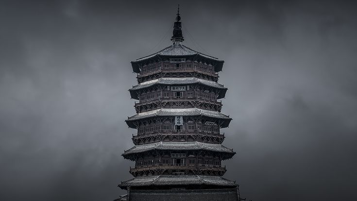 A scenic view of Shuozhou Fogong Temple Sakyamuni Pagoda