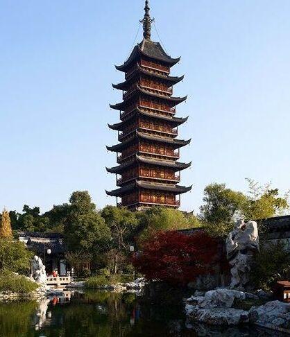 A scenic view of Suzhou Chongjiao Xingfusi Ta