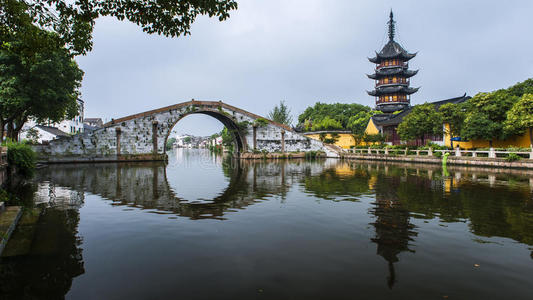 A scenic view of Suzhou Dongmiao Qiao