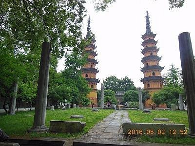 A scenic view of Suzhou Luohanyuan Shuangta Ji Zhengdian Yizhi
