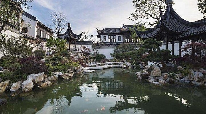 A scenic view of Suzhou Luohanyuan Shuangta Ji Zhengdian Yizhi