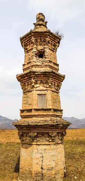 A scenic view of Taiyuan Tiemu Er Pagoda