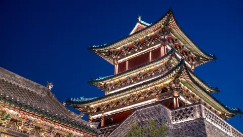 A scenic view of Taiyuan Yangqu Dawang Temple Hall