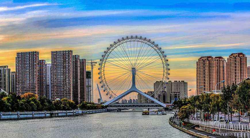 A scenic view of Tianjin Hongqiao Xizhan Zhulou