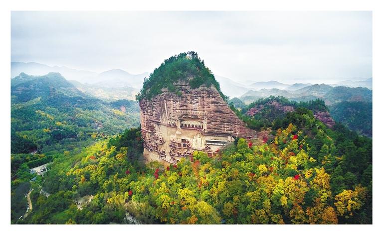 A scenic view of Tianshui Maijishan Shiku