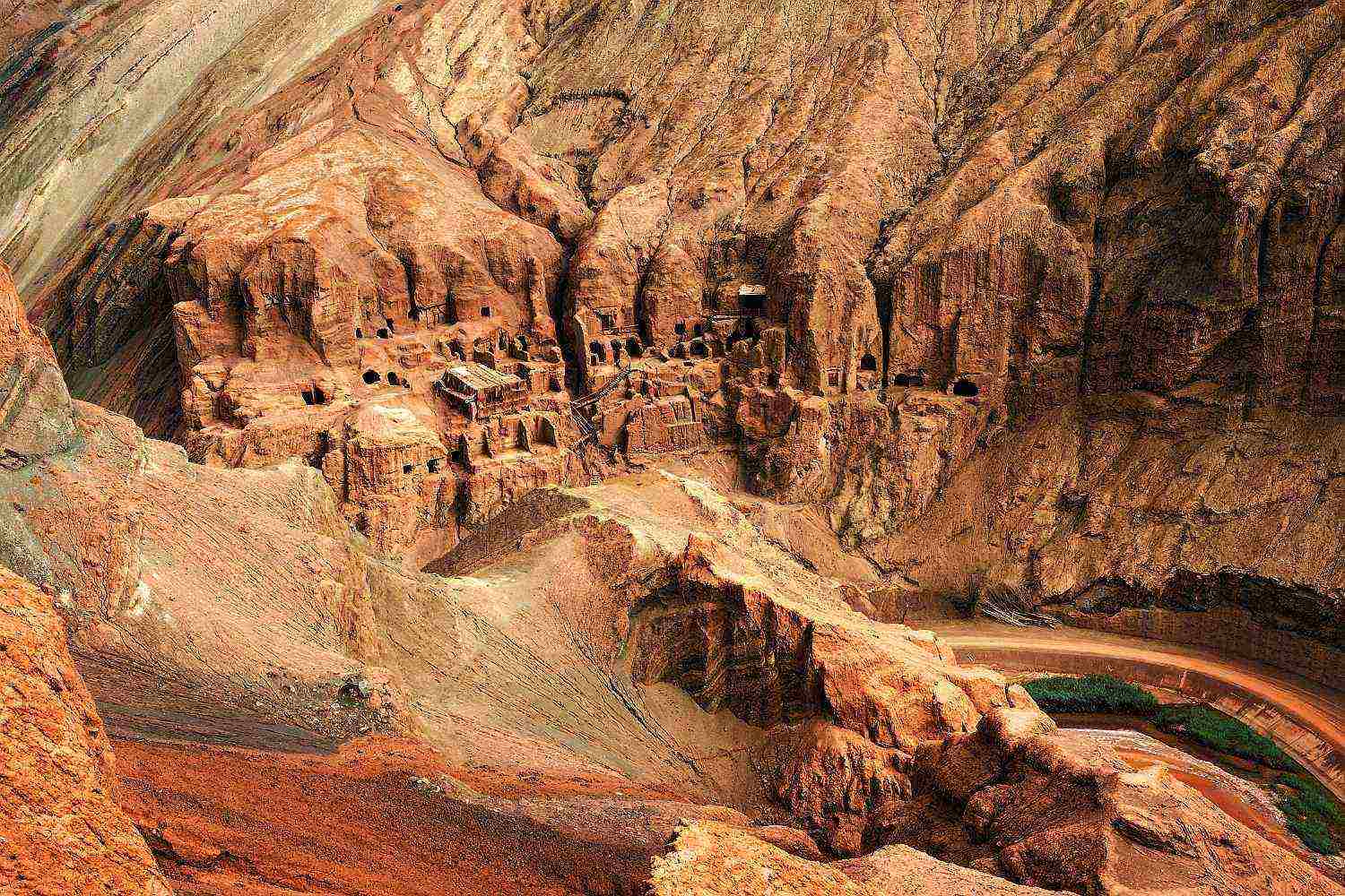 A scenic view of Turpan Tuyugou Shiku