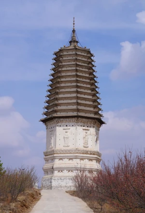 A scenic view of Weinan Jingjin Temple Pagoda
