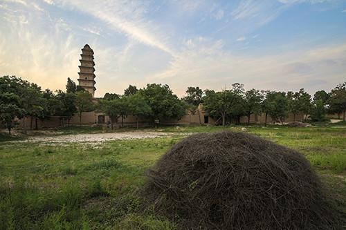 A scenic view of Weinan Luoshan Temple Pagoda