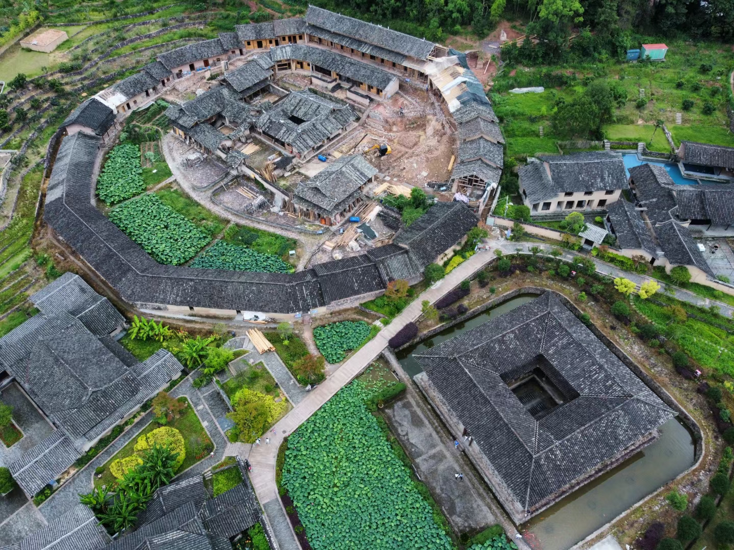 A scenic view of Wenzhou Taishun Tulou