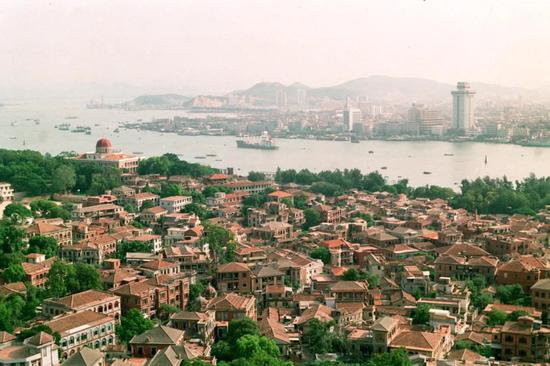 A scenic view of Xiamen Gulangyu Jindai Jianzhuqun