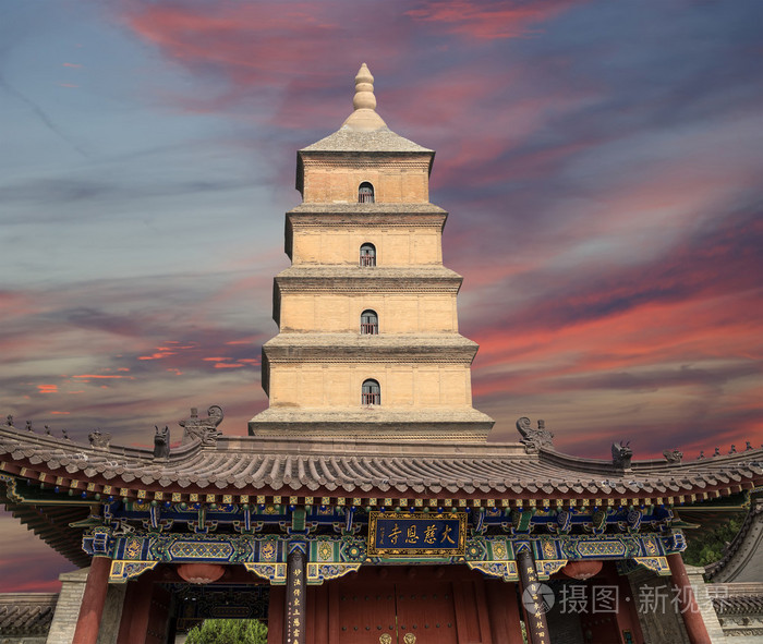 A scenic view of Xian Great Wild Goose Pagoda