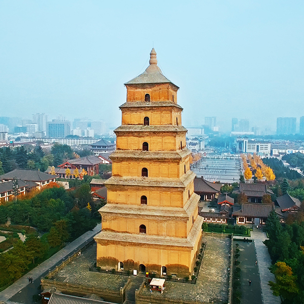 A scenic view of Xian Great Wild Goose Pagoda