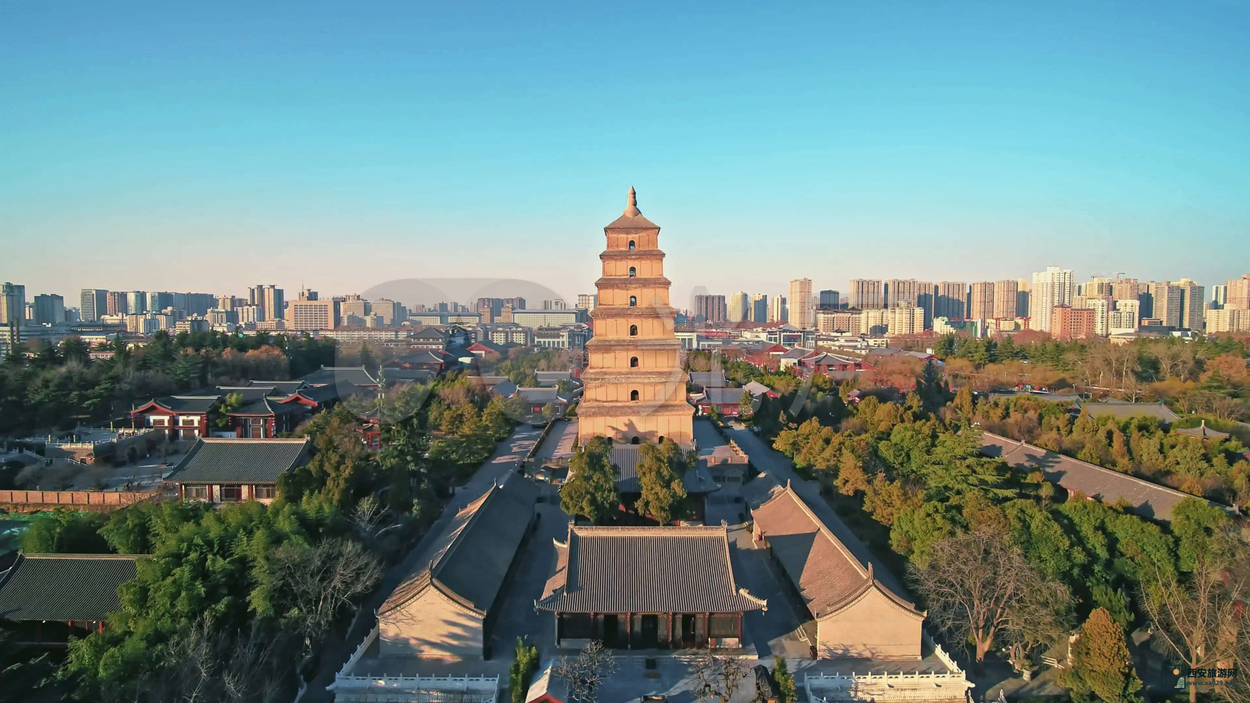 A scenic view of Xian Great Wild Goose Pagoda