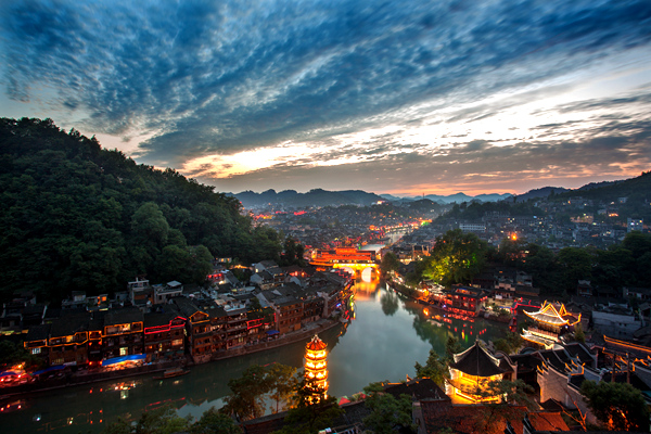 A scenic view of Xiangxi Fenghuang Guchengbao