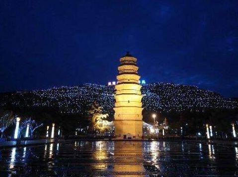 A scenic view of Xianyang Binxian Kaiyuan Temple Pagoda