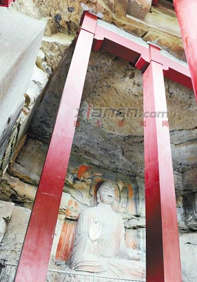 A scenic view of Xianyang Jinchuanwan Grottoes