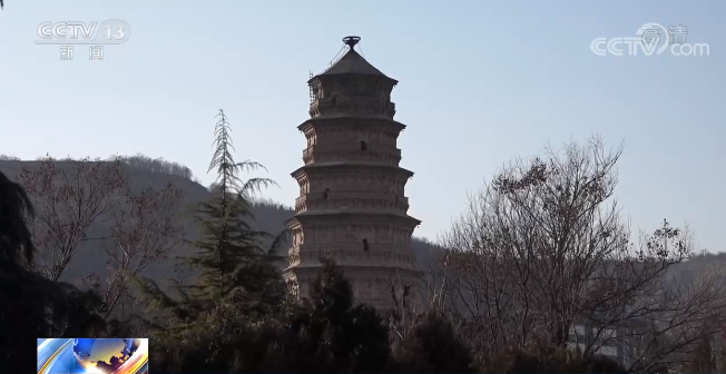 A scenic view of Xianyang Qingfan Temple Pagoda