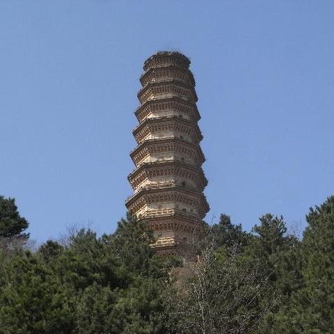 A scenic view of Yanan Baishan Temple Pagoda
