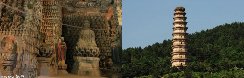 A scenic view of Yanan Chengtai Grottoes