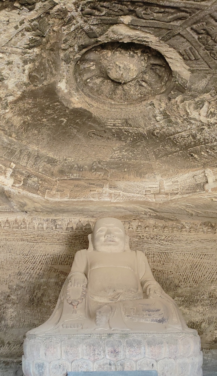 A scenic view of Yanan Qingliangshan Wanfo Cave Grottoes