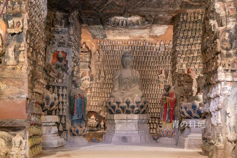 A scenic view of Yanan Shihong Temple Grottoes