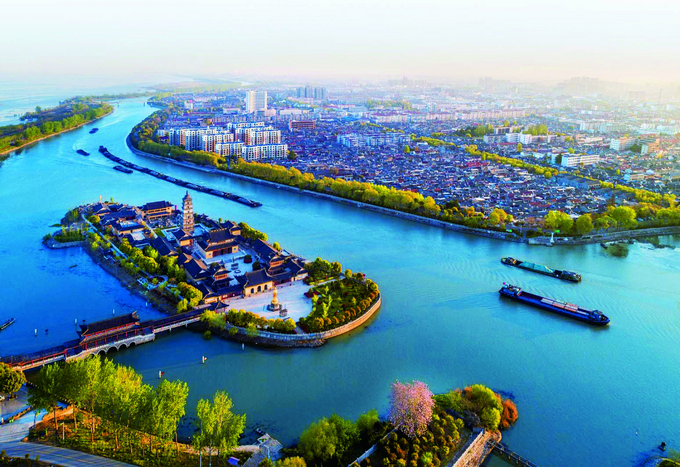 A scenic view of Yangzhou Gaoyou Dangpu